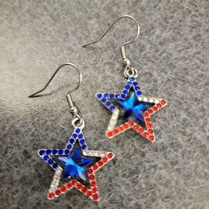 Star-Shaped Red, White, and Blue Earrings